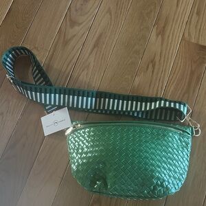 Green Woven Crossbody Bag
